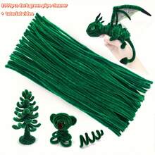 100/200/300/500/1000 件优质白色雪尼尔管道清洁器套装，带教学视频 - 灵活毛绒工艺棒，适用于 DIY 项目、圣诞装饰等 - 翠綠色 - 查看 20