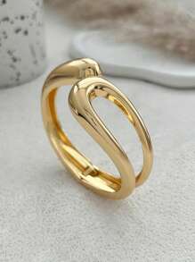 1pc Vintage Minimalist Asymmetric Hollow Metal Teardrop Snake Bracelet, Exaggerated Fashion Geometric Abstract Unique Spring Opening Bangle, Suitable For Women's Daily Commute, Holiday Gifts, Friends Gathering And Banquets, Fashion Accessory