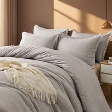 Summer Textured Fat Comforter Set, 2/3-Pcs Bed Comforter Set,Chic Soft Breathable Comforter Summer Bedding Set, Suitable For All Seasons, Vacuum Compression Package, 1 Or 2 Pillowcases And 1 Comforter, Premium Hotel Room Decor, Wonderful Gift. - 卡其色 - 查看 3
