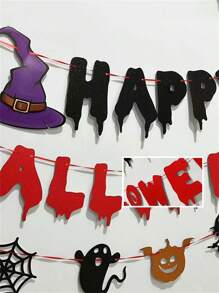 3pcs Halloween Party Decoration Flag, Home Horror Blood Dripping Background Banner, Hanging Witch Pumpkin Ornaments, Festive Atmosphere Decoration Supplies