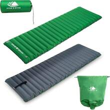 Hyke & Byke Appalachian Inflatable Sleeping Pad Camping And Backpacking - WR 70 D Ripstop Nylon Fabric - 76 X 24 In - Long - Gray Green - Long With Pump Sack - View 1