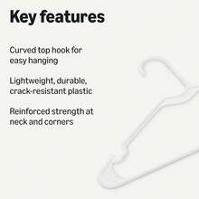 Basics - Perchas de plástico para Adultos, Color Negro, Paquete de 50 - blanco - Ver 2