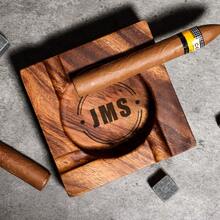Custom Engraved Cigar Ashtray – Walnut Wood Ashtray For Graduation Parties – Perfect Husband & Groomsman Gift – Cigar Lover's Essential