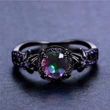 1 pièce Bague décorative en alliage de métal noir vintage avec zircone cubique, convient pour un port quotidien