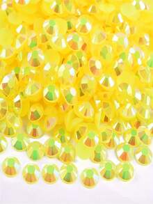 2000pcs 3-6mm Gold AB Flat Back Resin Rhinestones, Round Jelly Gems, Suitable For Making Accessories, Shoes, Clothes, Cosmetics, Bags, Decorations, Etc. - Golden Yellow Ab - View 6