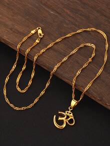 1pc New Design Symbol Pendant Necklace, Unisex Yoga Chain, OM Religious Jewelry Accessory Used In - Multicolor - View 2
