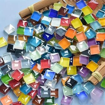 200/600pcs Mosaic Tiles Squares Crystal Mosaic Glass Tile For Crafts, And Decoration For Crafts, Handmade And Decoration Handmade Gift Festival Kids DIY Material