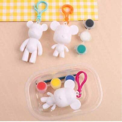 1/3/6 件创意 DIY 钥匙扣挂件玩具套装，含 3 个彩色液体漆熊钥匙扣，有意义的礼物，可用作钥匙扣、挂件、汽车挂饰、生日/派对/节日礼物、墙面装饰、珠宝配饰、桌面装饰、手工创意礼物、DIY 涂鸦、涂鸦笔记本挂件（大熊和小熊随机）