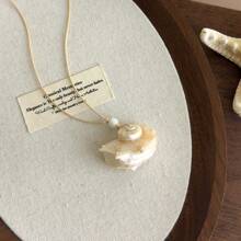 1 pieza Collar colgante de estilo bohemio con concha, cadena fina minimalista ajustable con cuerda de cera y cadena de clavícula