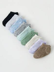 9双新生儿纯色船袜，舒适裸色袜，男女宝宝均适用 - 彩色 - 查看 3
