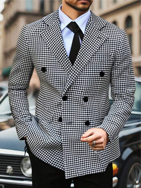 Men's Fashionable Daily Wear With A Contrasting Color Checkered Single-Breasted Anzug Herren Suit Is Suitable For Wedding Banquets, Parties And Other Events