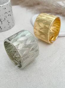 1pc European & American Style Exaggerated Geometric Metal Cuff Bracelet, Vintage Minimalist Wide Unique Design Wrist Bangle, Fashionable Jewelry For Women