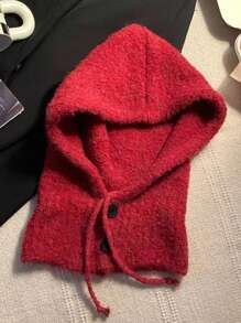 1 Piece/Multicolor; New Plush Balaclava, Unisex Solid Color Knitted Multi-Functional Fake Collar Hat Scarf One-Piece, Holiday Gift Choice Valentine's Day, Christmas, Birthday Gift