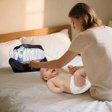 Portable Small Diaper Bag, Chenille Letter Diaper Caddy Organizer Pouch Newborn Baby Essentials Must Haves For Nursery Changing Table, Waterproof Diaper Pail Baby Shower Gifts For Mom To Be - Black - View 5