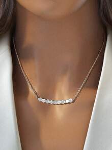 1pc Minimalist Honeycomb Zirconia Pendant Necklace, 925 Sterling Silver Delicate Luxury Choker Necklace, Elegant Jewelry Gift Suitable For Girls Daily And Date Outfit - Style 1 - View 4