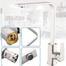 Kitchen Sink Mixer Taps Swivel Spout Single Lever Tap Mono Modern Faucet Black - White - View 10