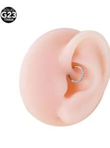 1pc Stainless Steel Zirconia Studded Nose Septum Ring, Shiny Nose Piercing Jewelry For Men And Women