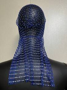 1 peça 45 cm Bandana para cabelo feminino, lenços de com strass para chapéus, lenço de rede de pesca