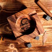 Custom Engraved Cigar Ashtray – Walnut Wood Ashtray For Graduation Parties – Perfect Husband & Groomsman Gift – Cigar Lover's Essential