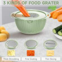 4-1 Strainer Bowl With Lid Set - Strainers And Colanders - Colanders For Kitchen - Food Strainer With Graters & Spoons - Fruit Washing Bowl With Strainer Pasta Rice Strainer For Veggie Wash Green - 青檸色 - 查看 2