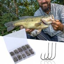 600pcs Barbed Long Shank Fishing Hooks With Offset Bent Point For Sea Fishing