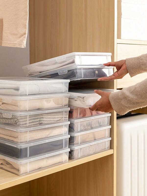 1 Stück Modisches Neues Kleidungsstück, Gestapelt und Sortiert für Hausgebrauch, Transparenter Kunststoff Sichtbarer Kleiderschrank, Interne Gestapelte Transparente Aufbewahrungsbox