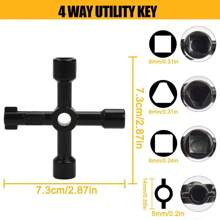 1pc Multi-Functional High Carbon Steel Key Wrench, Suitable For Electrical Cabinet, Elevator, Water Meter Valve, Cross Wrench