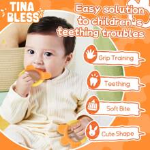 Tinabless قطعة واحدة لعبة تسنين للأطفال، للأطفال من عمر 6 إلى 12 شهرًا، مضغ سيليكوني لتهدئة اللثة وتخفيف آلام التسنين