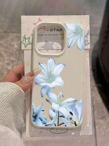 1 pieza Elegante funda de teléfono de TPU mate con patrón de flores azul claro ombré Mini minimalista, cubierta protectora anti-deterioro compatible con Apple/teléfonos compatibles con IMax 16 ProMax/15Pro/14plus/13/12proMaxS24 Ultra/S23 FE/ S22/s21/A54/ A35/a14/AA5S