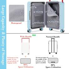 Somago 20 Inch Carry On Luggage Wide Handle Suitcase With Front Compartment 22x14x9 Aluminum Framed PC Hardside No Zipper Business Baggage With Spinner Wheels USB Charging Port TSA Lock - Màu xanh lam - Xem 6