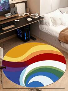 1 块客厅圆形地毯床边地毯可水洗抽象风格吸水防滑涤纶地垫可擦拭易清洁适用于客厅卧室办公室厨房浴室等室内场景入口地毯装饰地毯返校 - 彩色 - 查看 12