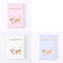 PU 地图护照簿、护照保护套、票夹、旅行证件收纳夹、PU 皮革护照套、旅行钱包盒，可存放护照、机票、登机牌、名片、信用卡 - 彩色 - 查看 26