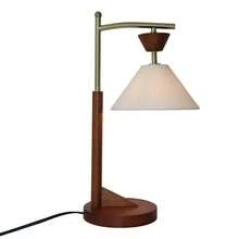 MERAX Bedside Bedroom Nightstand Desk Lamp Bedroom Study Lamps Wood Creative Lights Led Eye Protection Reading Living Room, Brown Solid Wood Base With Elegant Cone Linen Shade 110V - 查看 6