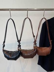 复古简约饺子、羊角面包和新月形状奢华感手提包，新款女士多功能单肩包和斜挎包，带手机和零钱包