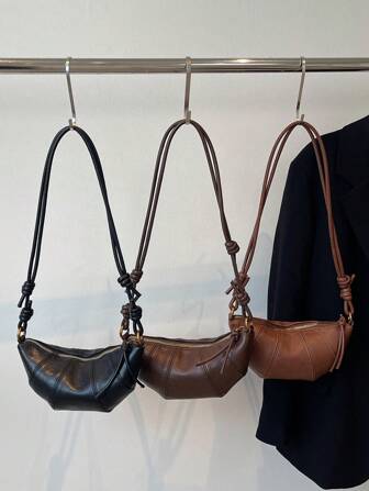 Retro Simple Dumpling, Croissant & Crescent Shape Luxury Feeling Handbag, New Women's Versatile Shoulder & Crossbody Bag With Phone & Coin Purse