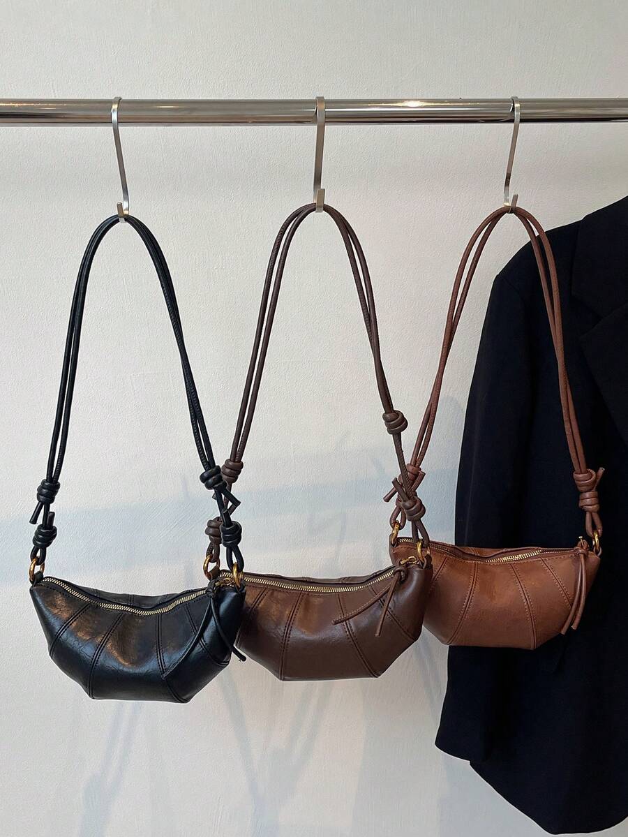 复古简约饺子、羊角面包和新月形状奢华感手提包，新款女士多功能单肩包和斜挎包，带手机和零钱包