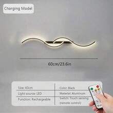 1pc USB Rechargeable LED Wall Light, Dimmable With Remote Control, 5V2A 4000mAh, 60/80cm LED Light Bar, Black Aluminum & Iron Material, Easy Installation, Suitable For Bedroom, Living Room, Hallway, Staircase, Dining Room And More - Rechargeable Remote Control - View 14