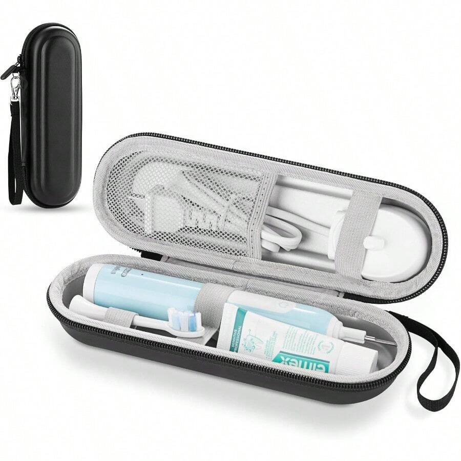 Toothbrush Travel Case For OralB Pro 1000 1500 5000 7000 7500 And Sonicare 4100 1100 5300 5100 6100 6500 IO Series Electric Toothbrush Hard Protective Storage Bag Black 2yk1 - Black - View 1