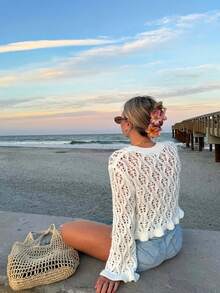 小众时尚镂空网眼针织女衫