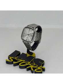 Men's Retro Vintage Classic Square Silver/Blue Watch - MSC BẠC / TRẮNG - Xem 3