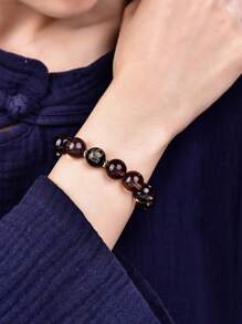 Natural Ice Type Jade, Black Agate, 12 Zodiac Animals, Guanyin Bodhisattva Crystal Beaded Bracelet, Adjustable Feng Shui Lucky Charm Bracelet, Suitable For Men And Women Daily Wear
