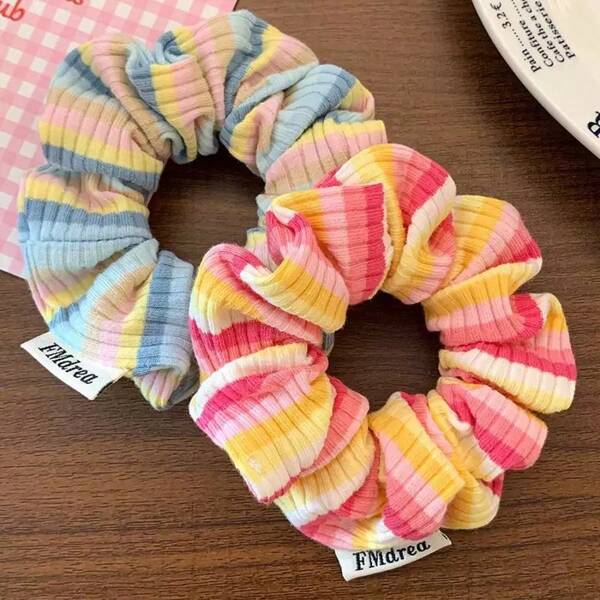 1 pieza Accesorio para el cabello con scrunchie de tela suave a cuadros en estilo pastel para uso diario, Scrunchies, Coletero, Accesorios para el cabello