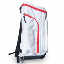 LI-NING Serie Profesional de Baloncesto. Mochila práctica, deportiva y elegante diseñada para ejercicio, viaje y almacenamiento. Hecha de poliéster, bolso de doble hombro de gran capacidad. Modelo unisex, ABSV359 - Blanco - Ver 3