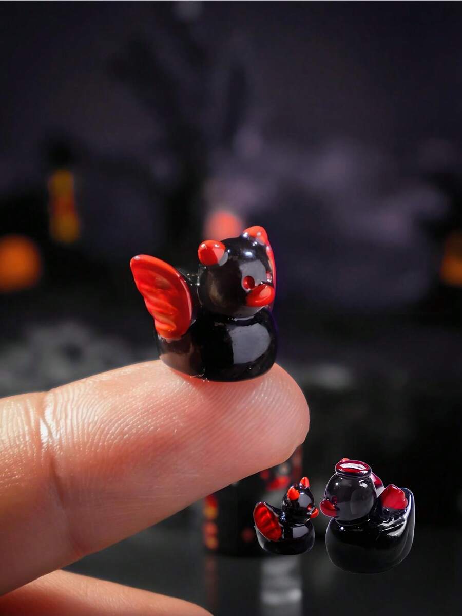 100/50/20/10/5/1 件万圣节夜光恶魔黑鸭子、DIY 景观汽车装饰、文具树脂工艺礼品、独特的礼物创意、户外花园苔藓微景观装饰、派对和户外装饰、桌面摆件