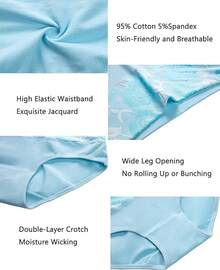 Women's Cotton High Waist Tummy Control Panties Jacquard Ladies Panty Multipack - Comfort - 簡報 01 - 8 件裝 - 多種顏色 - 查看 5