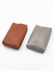 1 PC PU Leather Tissue Box (Beige/Gray/Brown/Khaki) – Nordic-Style Soft Leather Desktop Tissue Holder For Living Room, Bedroom, Study, And Home Use - Multicolor - View 16