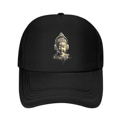 Funny Buddha Headphones Graphic  Premium Digital Print Attire AllSeason Comt Leisure Hat Stylish Printed Minimalist (Focus On Design & Comfort) Classic Curved Brim Sandwich Cap Premium Polyester Comfortable Breathable Face Framing Casual Baseball Hat