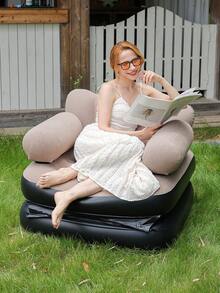 1pc 5-In-1 Inflatable Folding Sofa, Suitable For Patio, Home And Outdoor, Soft Inflatable Sofa, Portable Air Mattress Sofa Bed With Flocked Top, Dual Air Sofa For Camping/Car Travel/Home Leisure - Multicolor - View 3