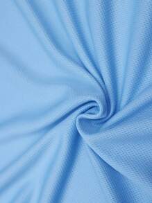 男士休闲通勤骑士短袖 Polo 衫和抽绳腰短裤套装 - 藍色 - 查看 7