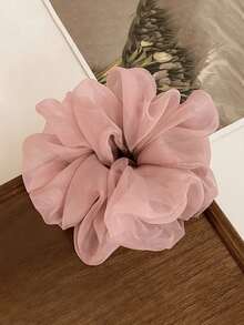 1pc French Mesh Big Scrunchie, High-End Hair Tie For Ponytail, Chiffon Extra Large Foam Hair Scrunchies, Suitable For Daily Styling, Dates, Gatherings, Photos, Spring/Summer Outfits Accessories Head Accessories